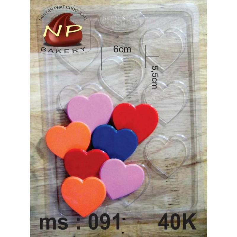 KHUÔN CHOCOLATE NHỰA CỨNG HÌNH TIM TRANG TRÍ BÁNH KEM SINH NHẬT VALENTINE