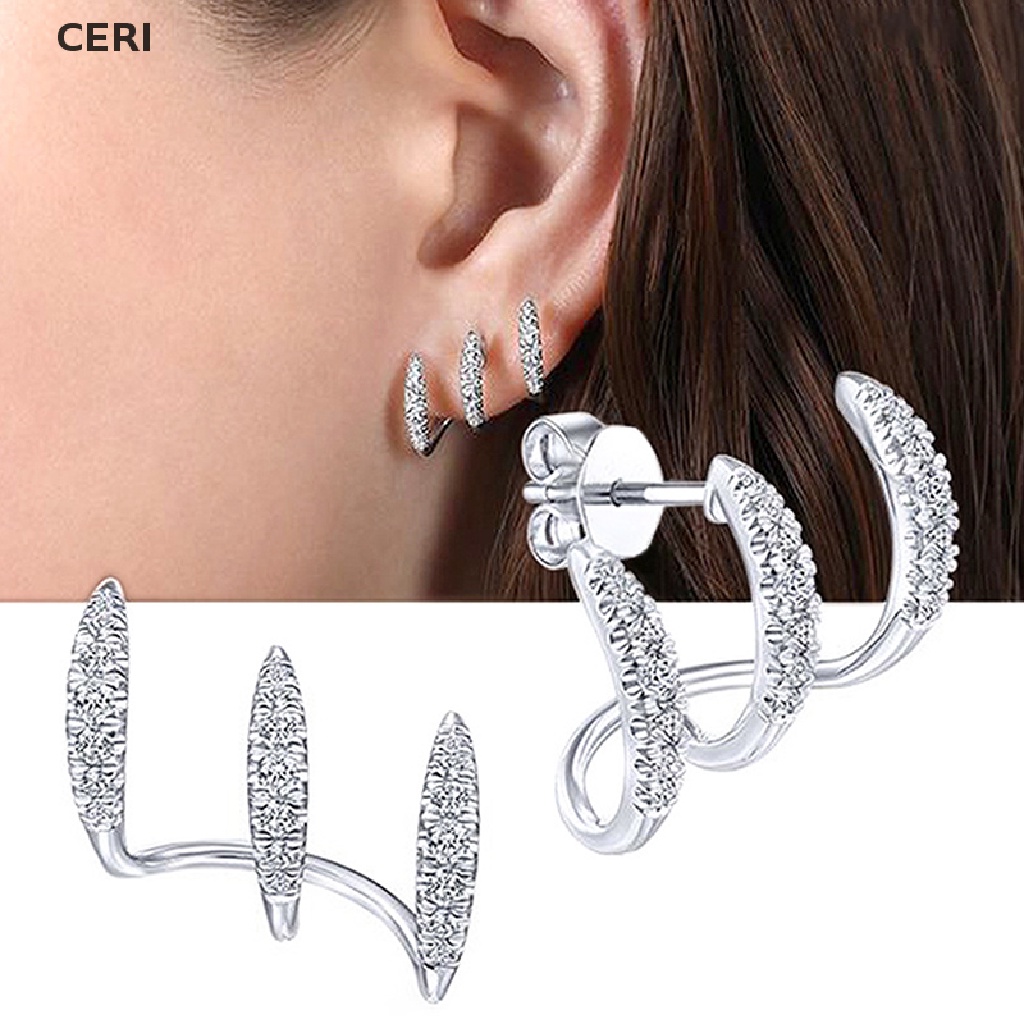 1 Cặp Khuyên Tai Đeo Vành Tai Đính Đá Zircon Nhỏ Nhắn Phong Cách Tối Giản Sang Trọng