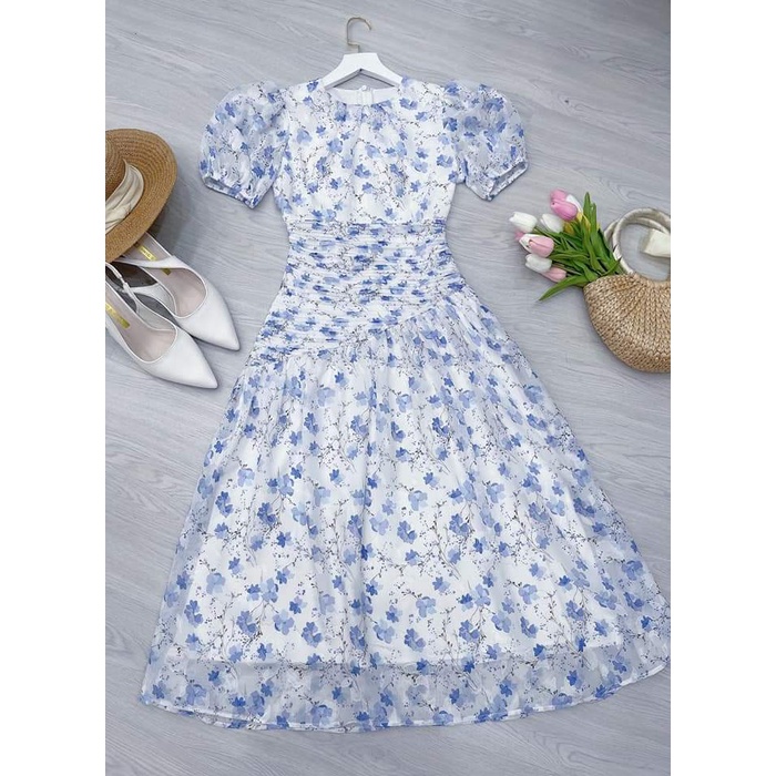 Váy hoa thiết kế dáng dài, ôm eo TOPFASHION, Đầm đi chơi, dự tiệc, du lịch tôn dáng - Ảnh Thật