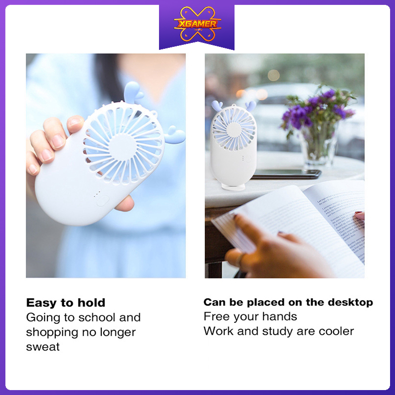XGamer Mini Macaron fan Cute Handheld 3 Modes USB Battery Charger Cooling Outdoor / Office / Travel During Summer | BigBuy360 - bigbuy360.vn