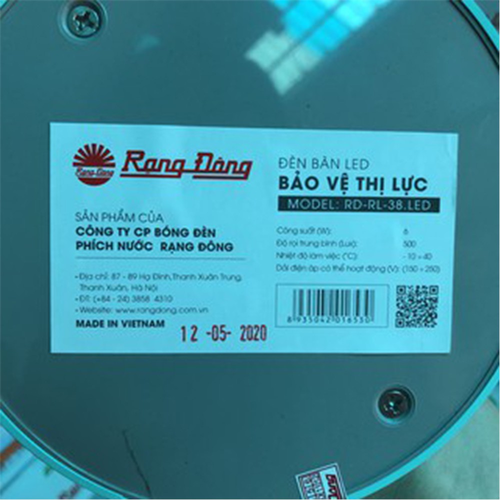 1-Đèn học LED chống cận thị Rạng Đông 6W, công nghệ LED SUNLIKE giúp ánh sáng như ánh sáng tự nhiên (RD-RL-38.LED)