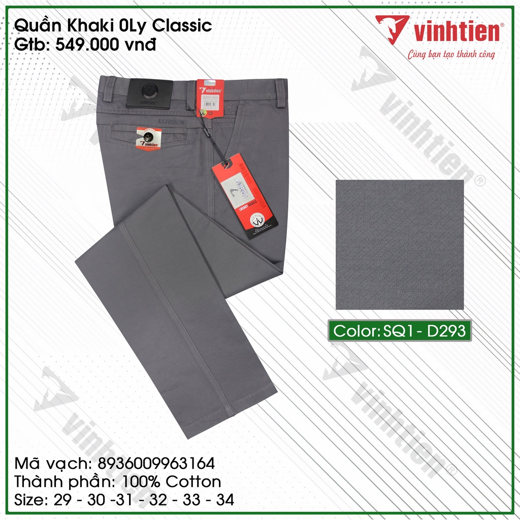 Quần Kaki Trung Niên 0ly Classic Vải Cotton Vĩnh Tiến 549