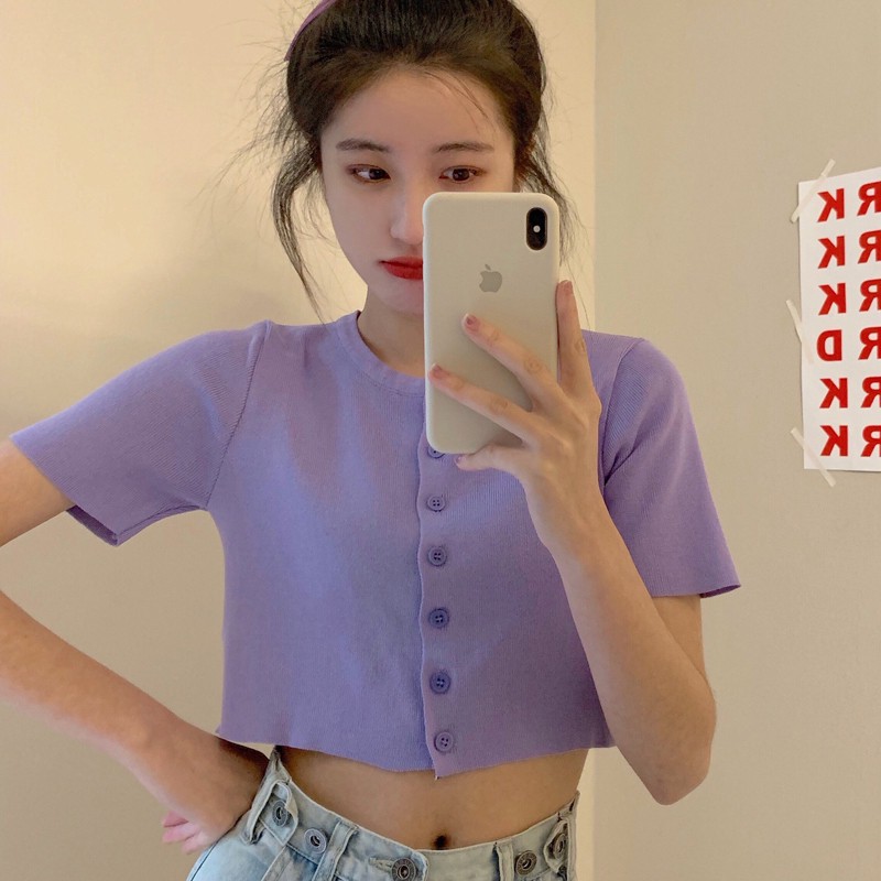 Áo croptop nữ tay ngắn LIN Ulzzang cổ tròn form rộng - VIETCEN