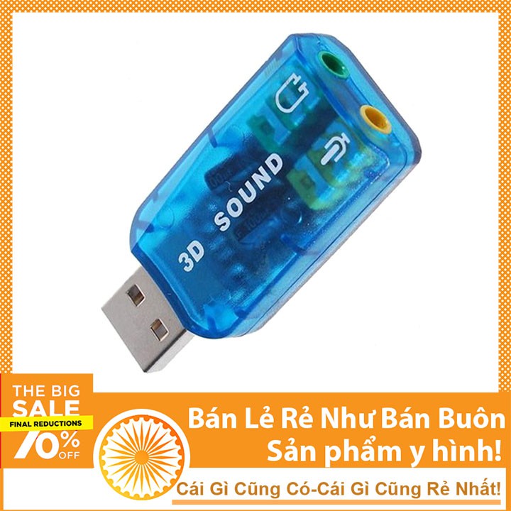 Bảng giá USB Âm Thanh 5.1 Chuyển Đổi Từ Cổng USB Ra Loa và Tai Nghe (Xanh) Phong Vũ
