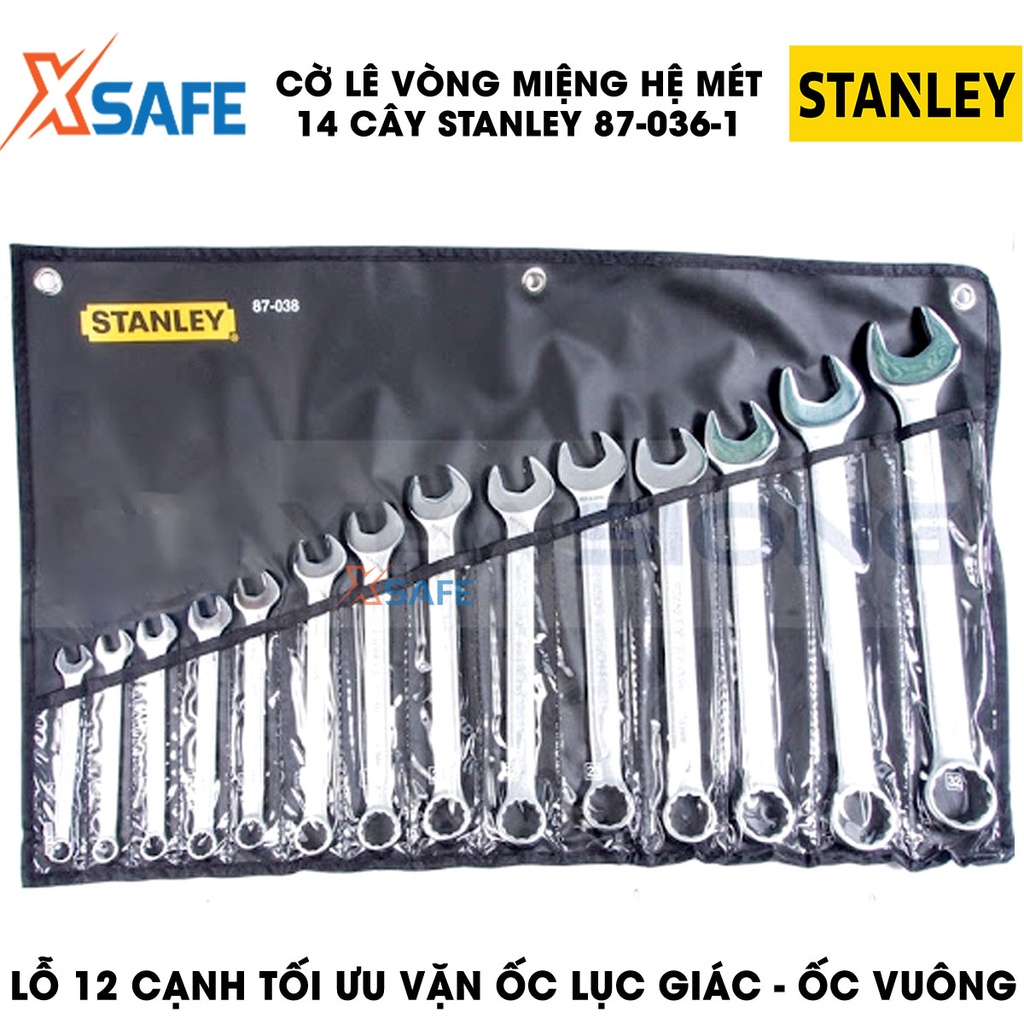 Bộ 14 cờ lê STANLEY 87-036-1 8-24MM thép Chrome Vanadium, nhiều size phổ biến, dùng sửa chữa, lắp ráp, bảo trì