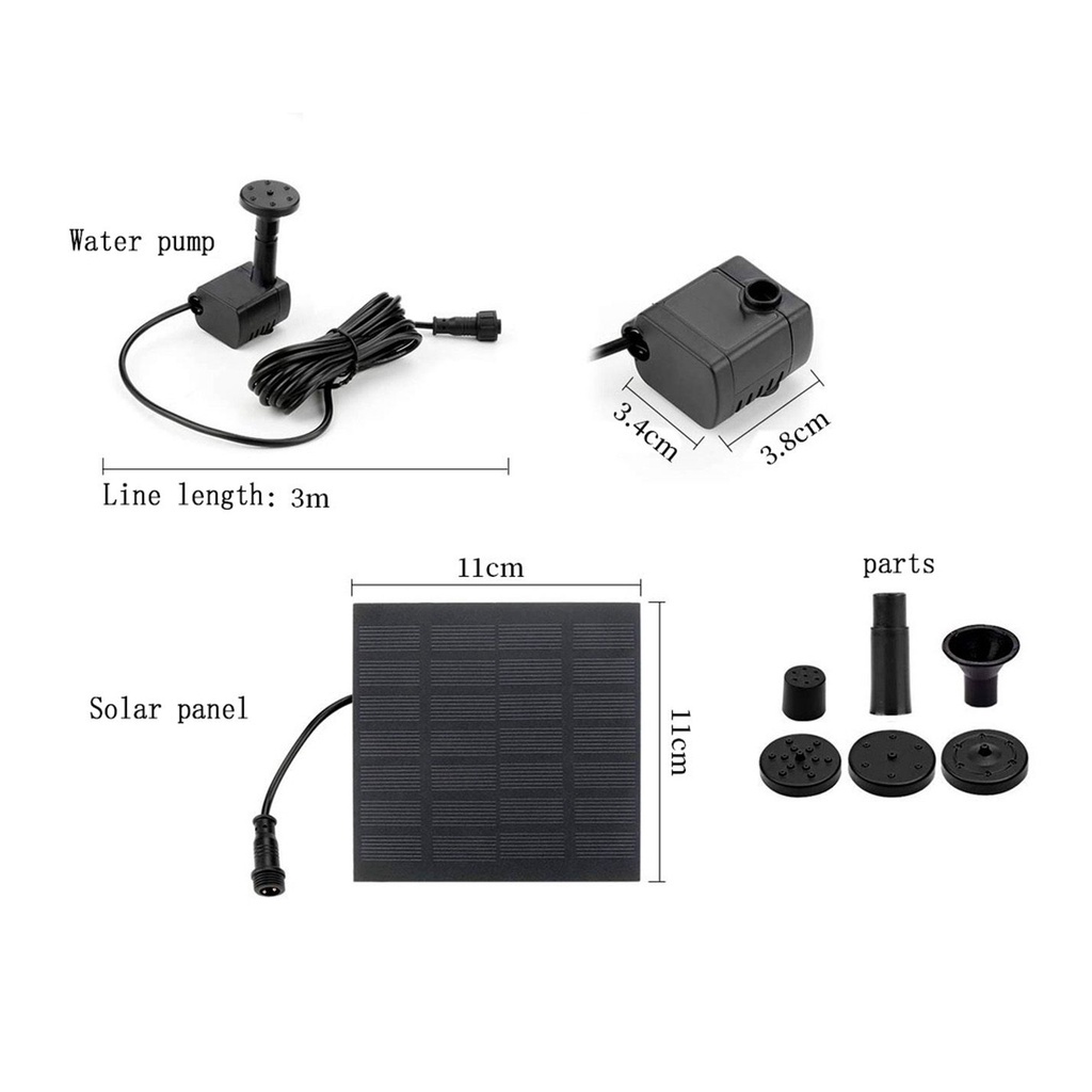 1 bộ vòi phun nước mini sử dụng năng lượng mặt trời kèm 5 đầu phun cho hồ cá