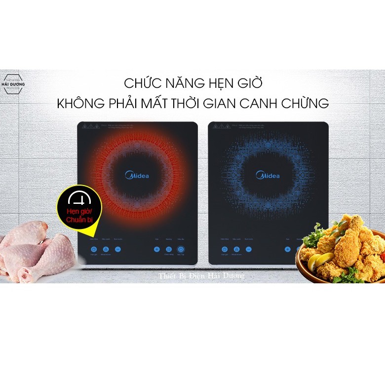 Bếp Hồng Ngoại Midea 2000W MIR-T2018DC - 6 Chế Độ Nấu - Mặt Kính Chịu Nhiệt -  Bảo hành 1 năm