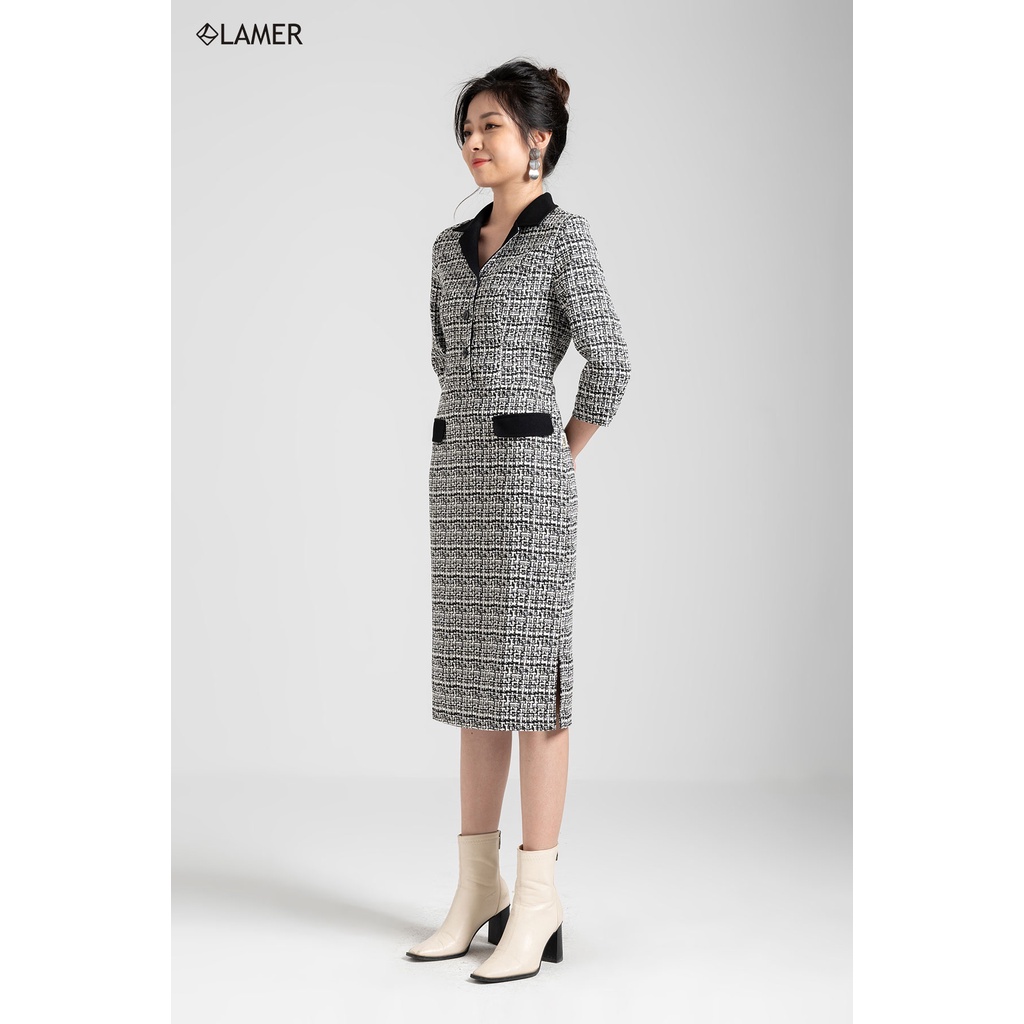 Đầm Nữ Ôm Cổ 2 Ve Tay Lỡ By Lamer L63F21T017