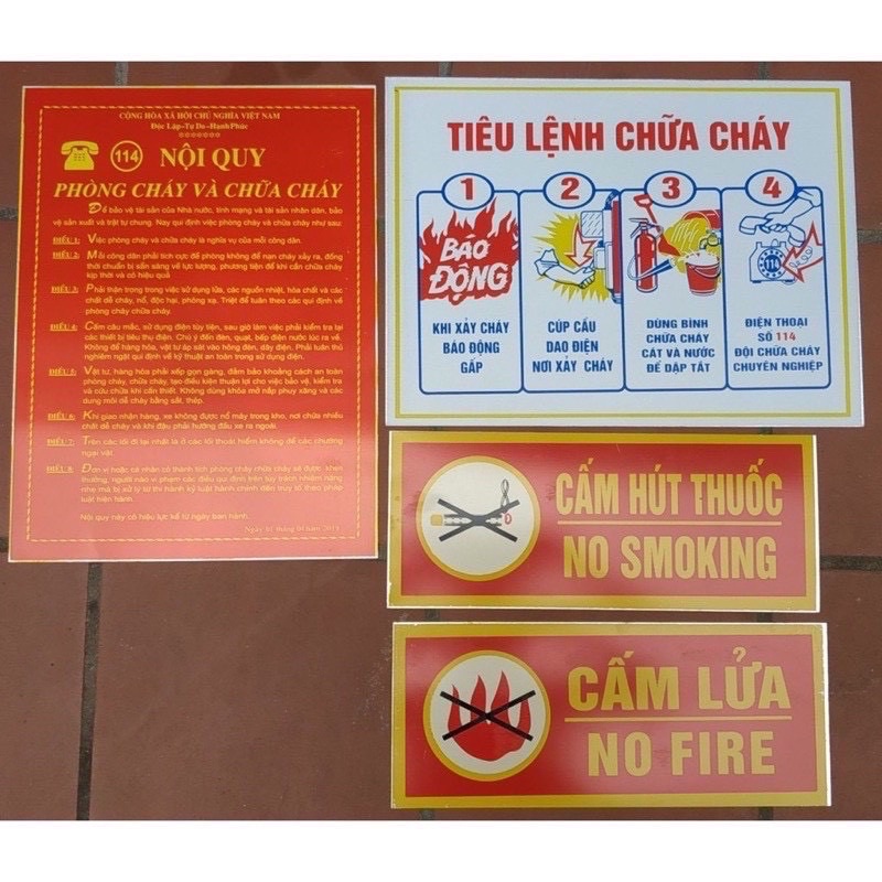Bộ nội quy tiêu lệnh pccc đầy đủ 4 tấm