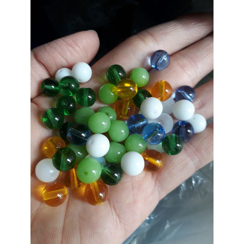 10gam size 6m- 8mm hạt đá nhân tạo thủy tinh nhiều màu