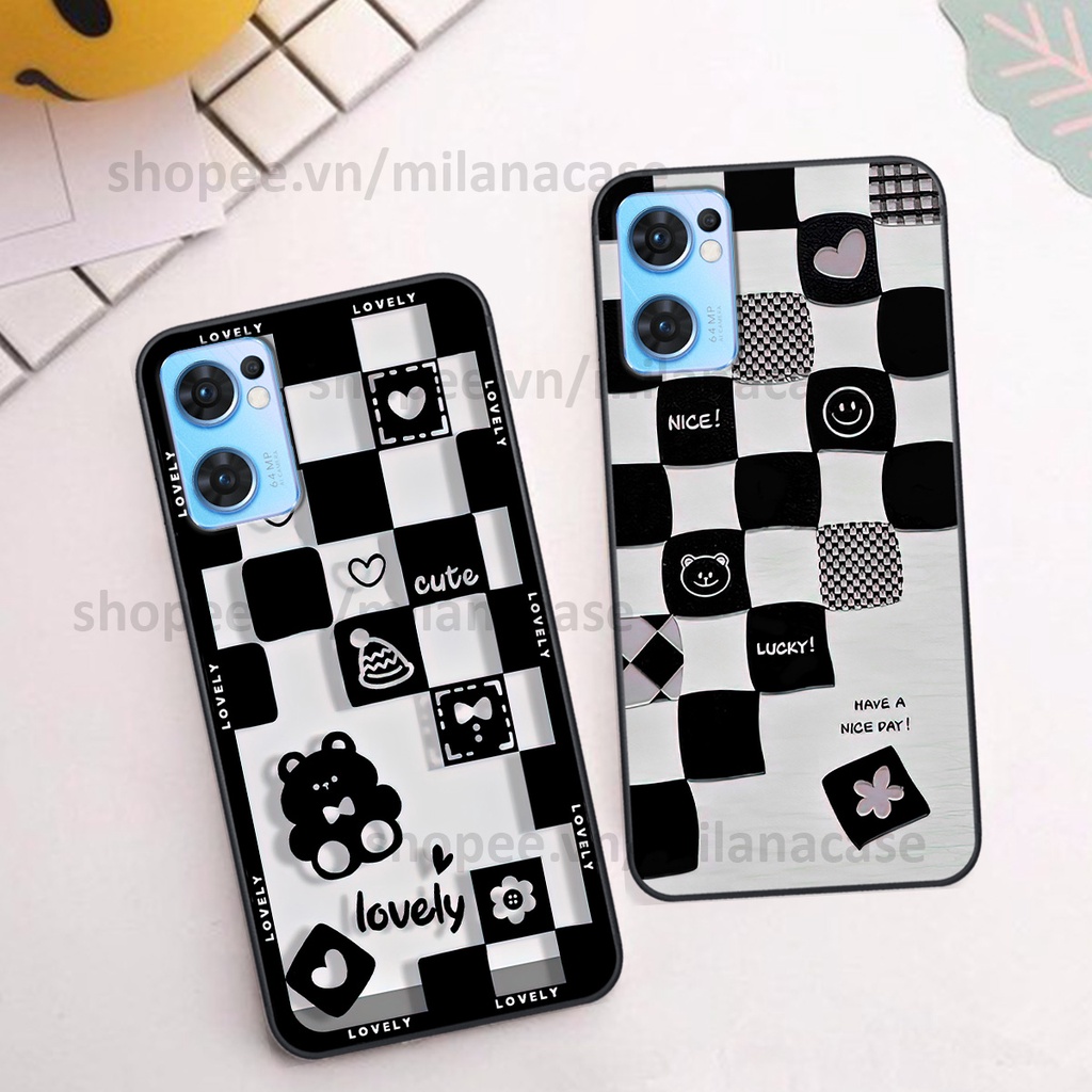 Ốp Oppo Reno 7 5G/ Reno 7Z 5G / Reno 7 4G in hình caro trái tim siêu đẹp, siêu nét đầy phong cách cá tính
