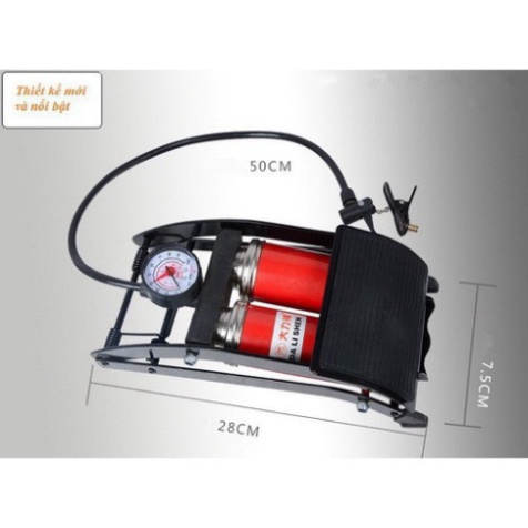 Bơm xe máy ô tô đạp chân loại 2 Xi lanh ống Piston chuyên dụng CC-100A đa năng Miễn phí vận chuyển đơn hàng đạt 200k