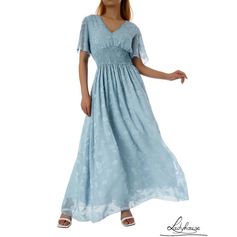 Đầm Tay Loe Ngắn Cổ Chữ V Màu Trơn In Họa Tiết Độc Đáo Thời Trang Mùa Hè Cho Nữ