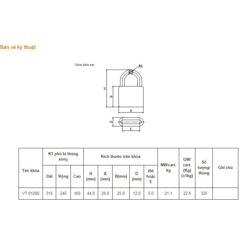 Khoá cửa đồng 01280 🍒FREESHIP🍒 Khóa Việt-Tiệp Khóa chính hãng