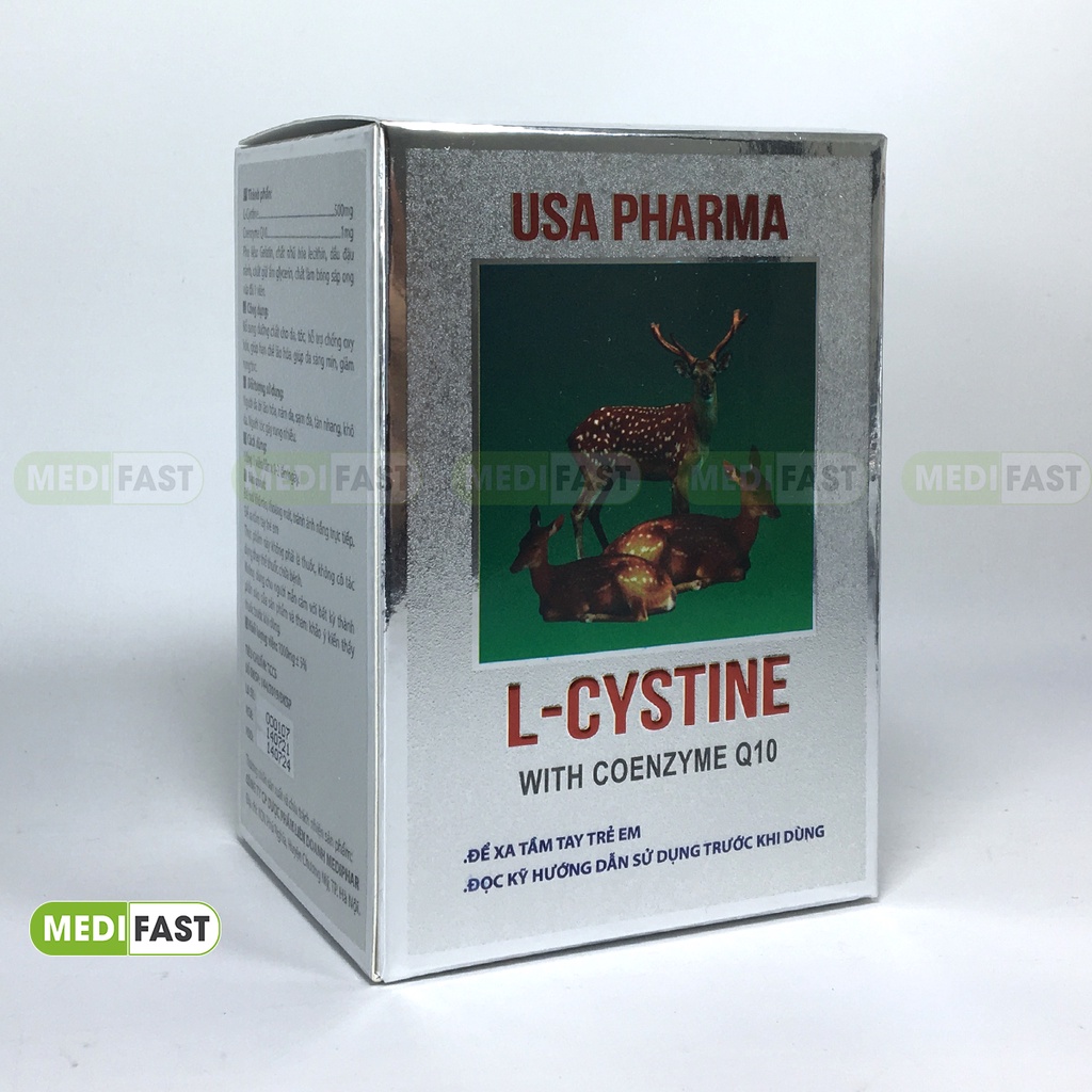 Làm đẹp da, giảm rụng tóc - L Cystine Hộp 60 viên 500mg, hỗ trợ hết nám, tàn nhang, thêm Coenzym Q10 - lcystine cistine