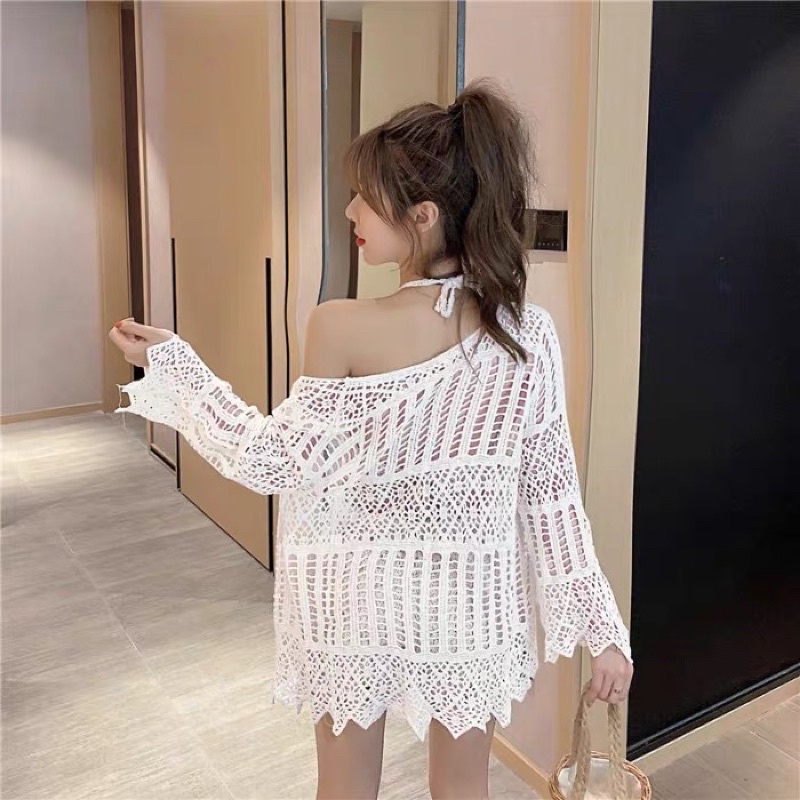 Áo Khoác Lưới Ren Đi Biển, Mặc Ngoài Bikini