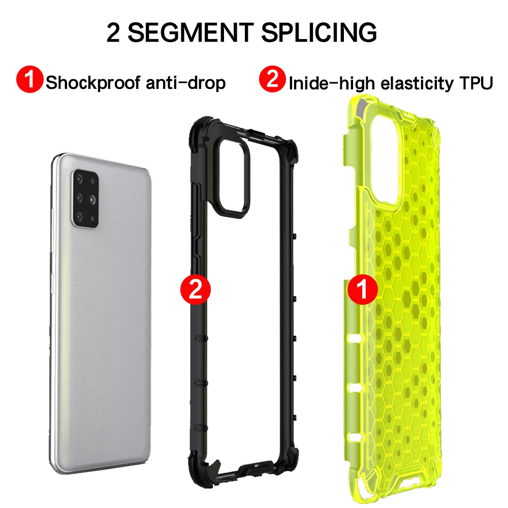 Ốp Điện Thoại Nhựa Cứng Trong Suốt Chống Sốc Họa Tiết Tổ Ong Cho Samsung Galaxy A01 Core A21s A30 A30s A31 A50 A50s A51 A70 A71