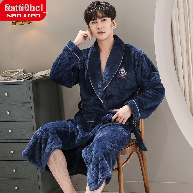 ✹✗Nam Cực đồ ngủ của giới mùa đông san hô nhung váy dày dài bằng vải nỉ áo choàng tắm cho thu và dịch v
