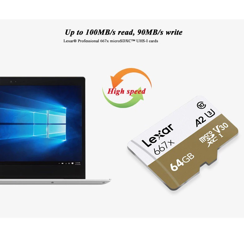 Thẻ Nhớ MicroSDXC Lexar Professional 667X V10 U3 4K A1 64GB R100MB/s W90MB/s (Vàng) - Không Box