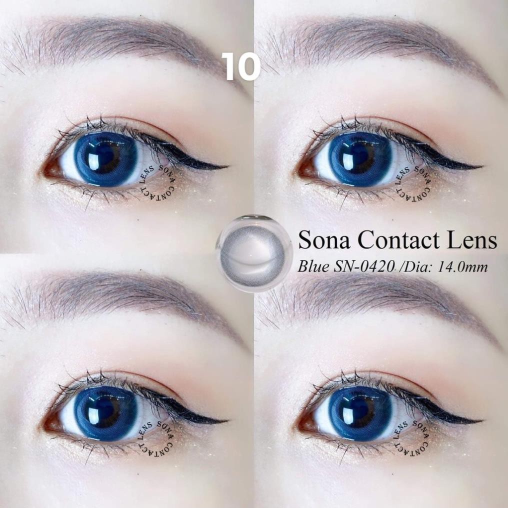 [Tặng khay đựng] Kính áp tròng 0 độ Sona Lens Blue (Xanh) Hàn Quốc 3 tháng 12 mẫu