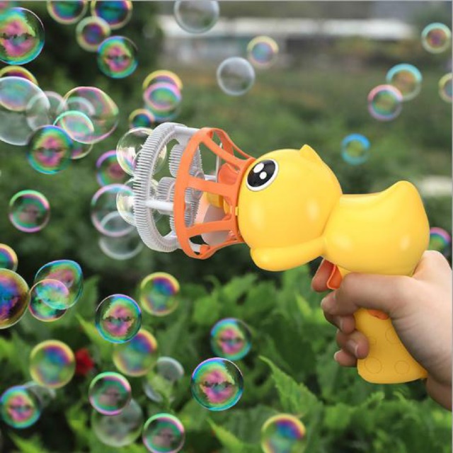 Đồ chơi thổi bong bóng xà phòng tự động, có kèm pin và xà phòng
