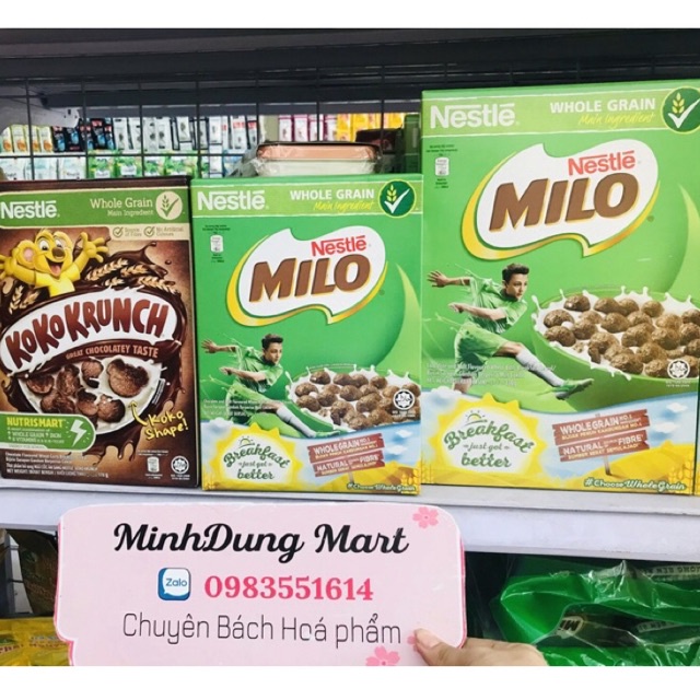 Ngũ cốc bữa sáng Nestle Milo vị socola hộp 170g và 330g