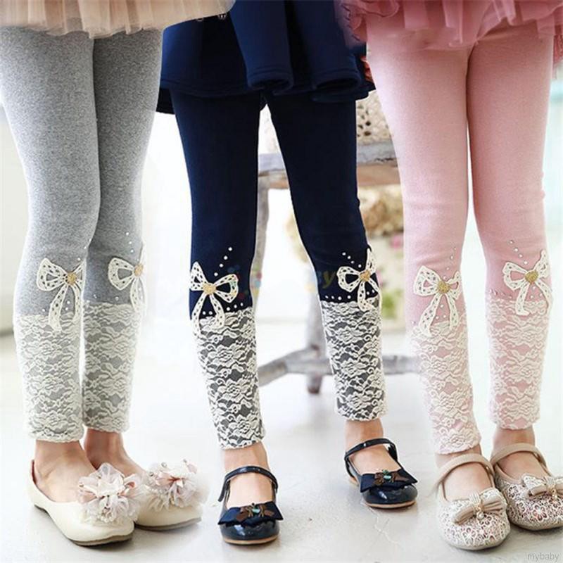 Quần Legging Phối Ren Cho Bé Gái Từ 3-7 Tuổi