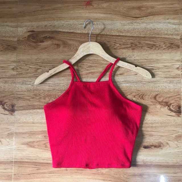 Croptop đan dây lưng gân mịn