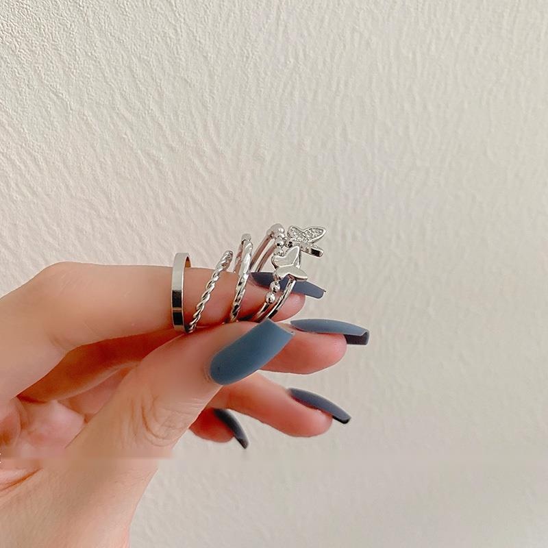 Bộ Bốn Nhẫn Hình Bướm Phong Cách Thời Trang Sang Trọng Dành Cho Nữ