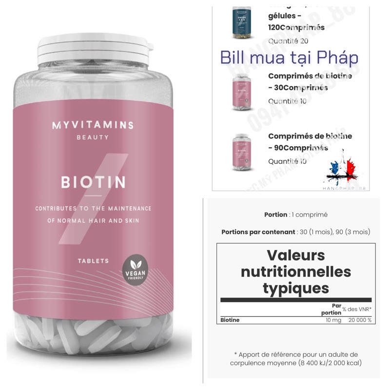 Viên Myvitamin Biotin Da tóc móng 30 &amp; 90 viên