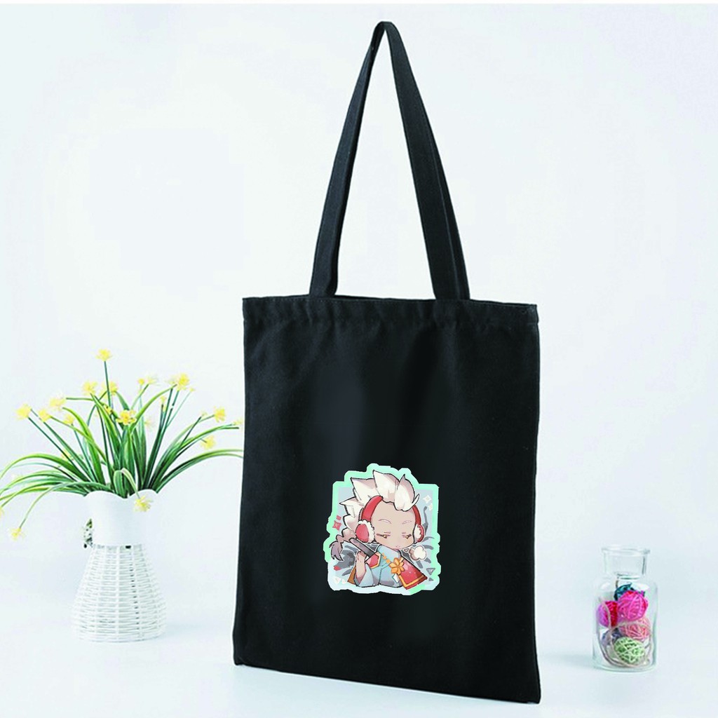 Túi tote vải đeo vai đen trắng in hình Sky Children of the Light Đứa trẻ của bầu trời anime chibi xinh xắn tiện lợi m03