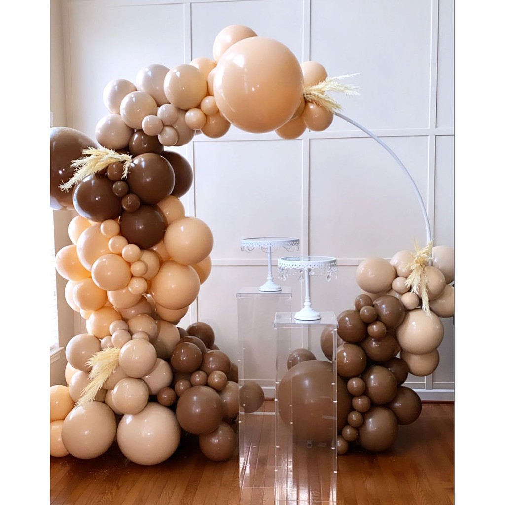 Bóng Pastel Nâu Sữa, Bong Bóng Macaron Tone Nâu Tây, Tông Màu Ấm Áp Dành Cho Bữa Tiệc Sinh Nhật Của Các Bé