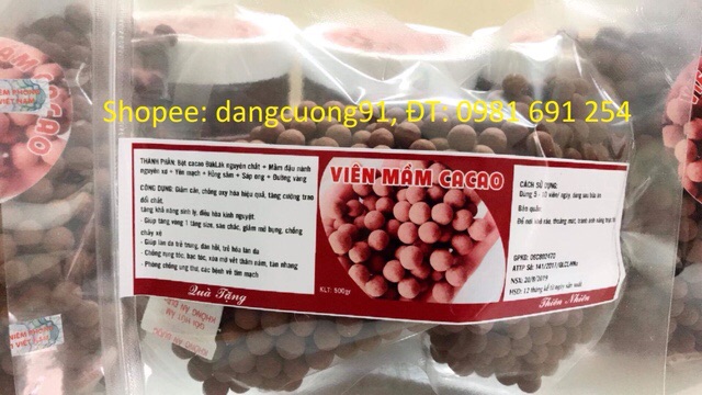 Viên mầm ca cao ( đóng túi zíp 500g cực ngon )