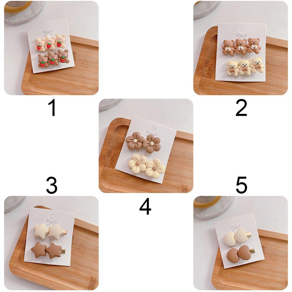 CACTU 2 Pcs Hair Accessories Hair Clips Girls Bear Hairpins Heart Star Cute Headwear Children Hairband