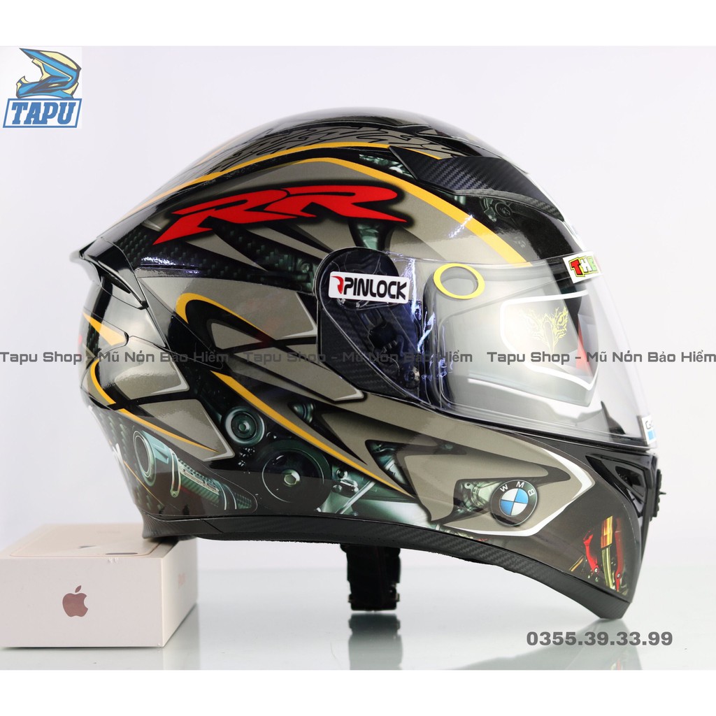 [FREESHIP] MŨ BẢO HIỂM FULLFACE ROC 05 2 KÍNH LÊN TEM BMW XÁM