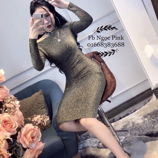 Đầm nhũ kim sa body-hàng thiết kế
