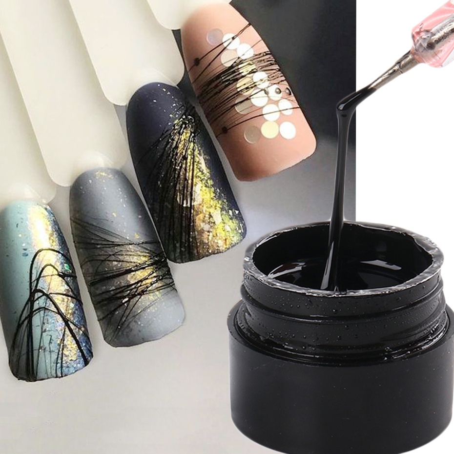 Set 2 Lọ Gel UV Sơn Móng Tay Hình Lưới Nhện Màu Trắng Đen Sáng Tạo