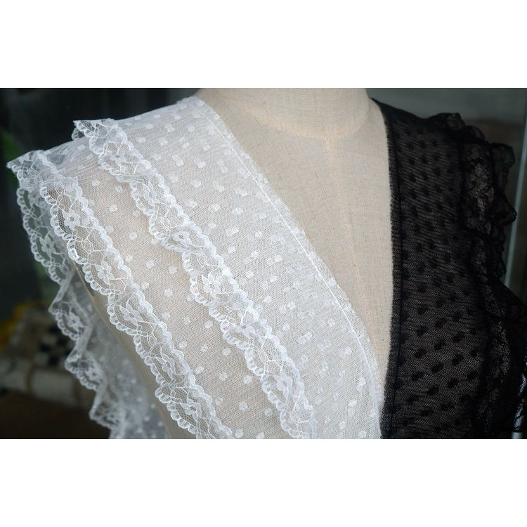 Miếng ren xếp ly trang trí lai áo/tay áo/cổ áo thủ công rộng 12-13 cm