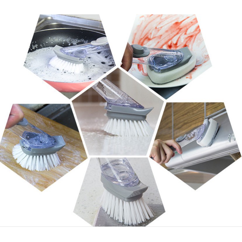 Bàn chải cọ bếp đa năng - Chổi cọ bếp đa năng tự động bơm nước rửa