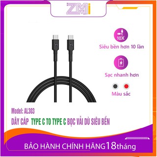 Dây Cáp Type C to Type C ZMI AL303 Bọc Vải Dù Siêu Bền Dài 1m
