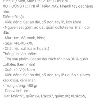 Set áo dài cách tân in hoa kèm mấn đội