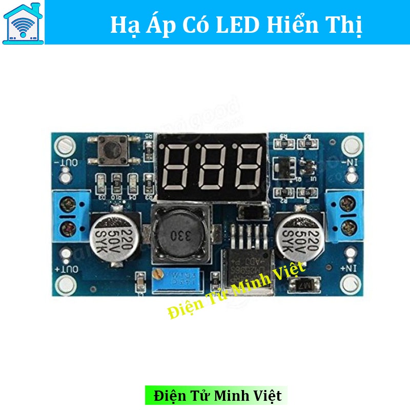 Mạch nguồn giảm áp, hạ áp hiển thị led LM2596 3A có điều chỉnh điện áp
