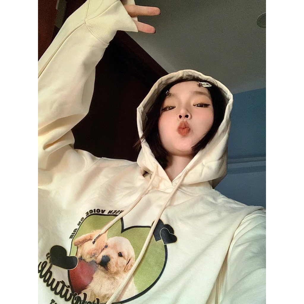 NRVP Áo Hoodie Tay Dài Oversize In Họa Tiết Phong Cách Hàn Quốc Kiểu Mới Cho Nam / Nữ