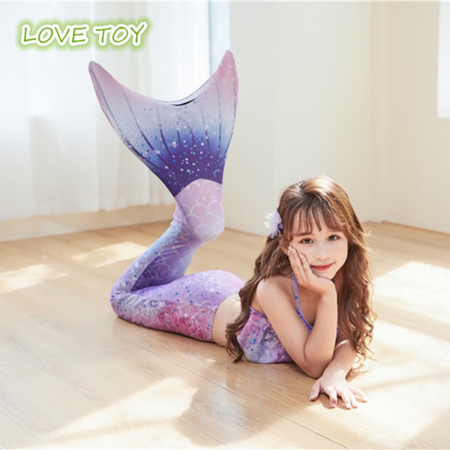 Set Đồ Bơi 3 Mảnh In Họa Tiết Nàng Tiên Cá Dễ Thương Dành Cho Bé Gái