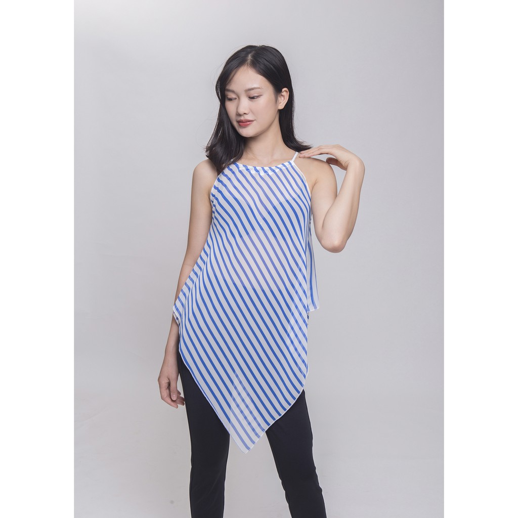 Áo yếm nữ Narsis L9025 màu trắng kẻ xanh