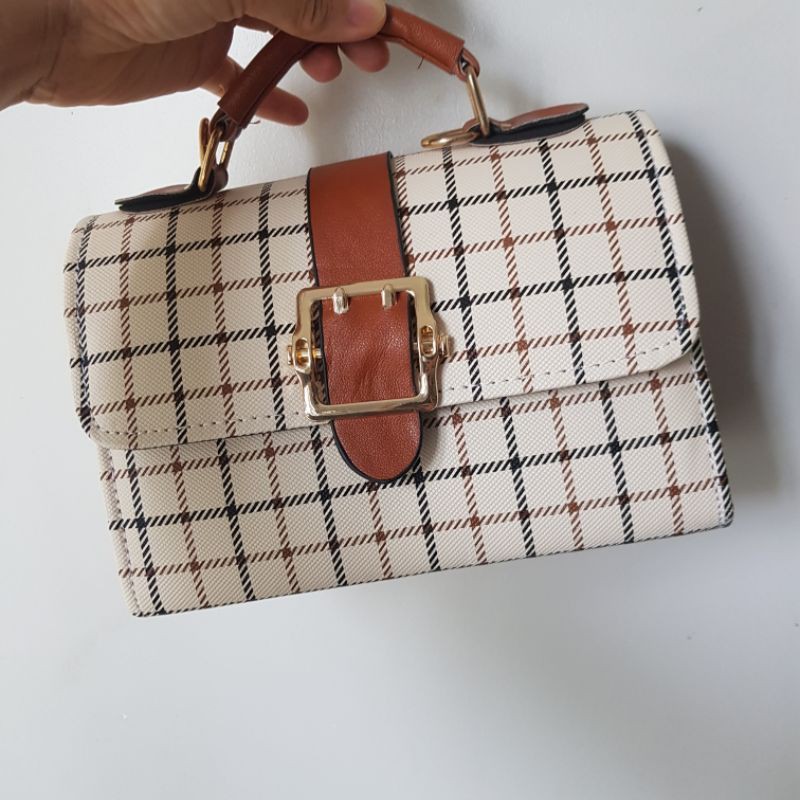 Túi Đeo Chéo Kẻ Caro Thời Trang Hàn Cho Nữ