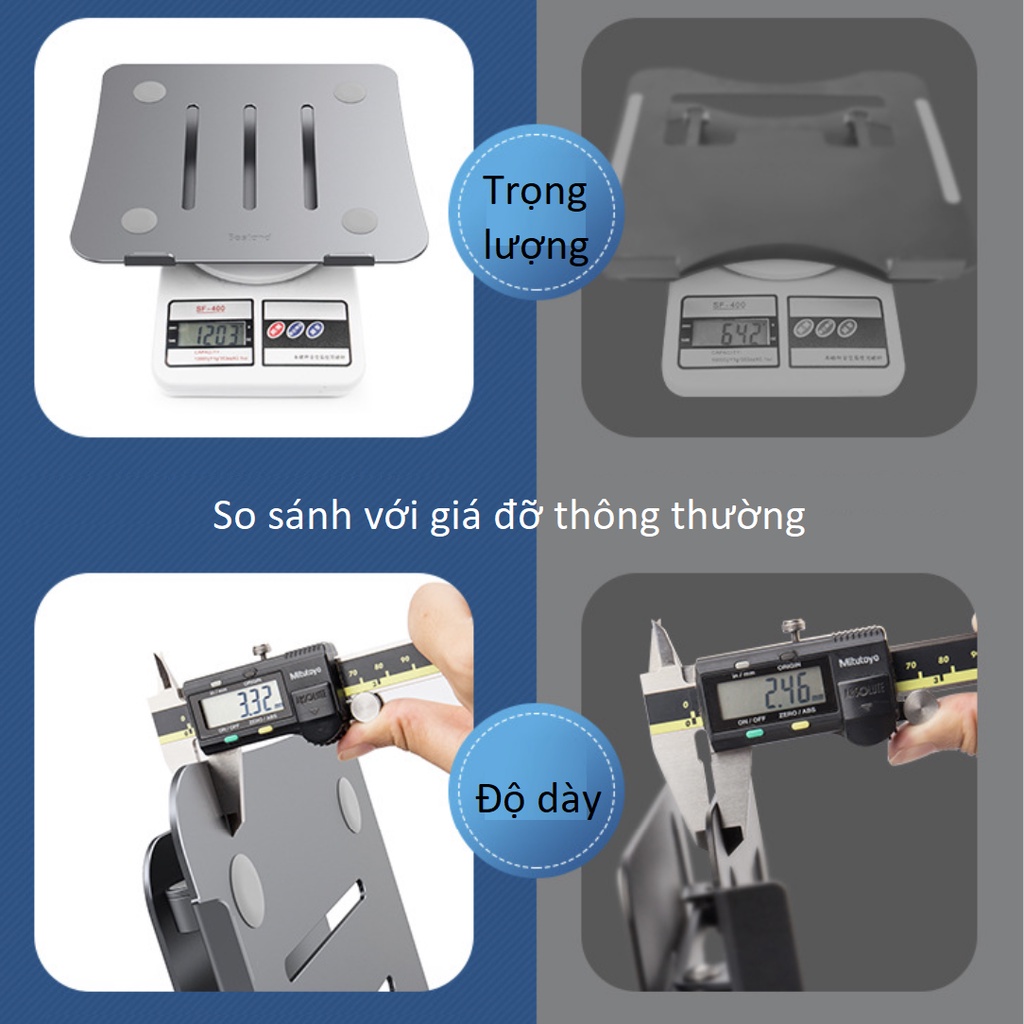 Giá đỡ laptop stand nhôm nguyên khối  D2 D3 điều chỉnh độ cao cho máy tính xách tay và macbook D2 D3