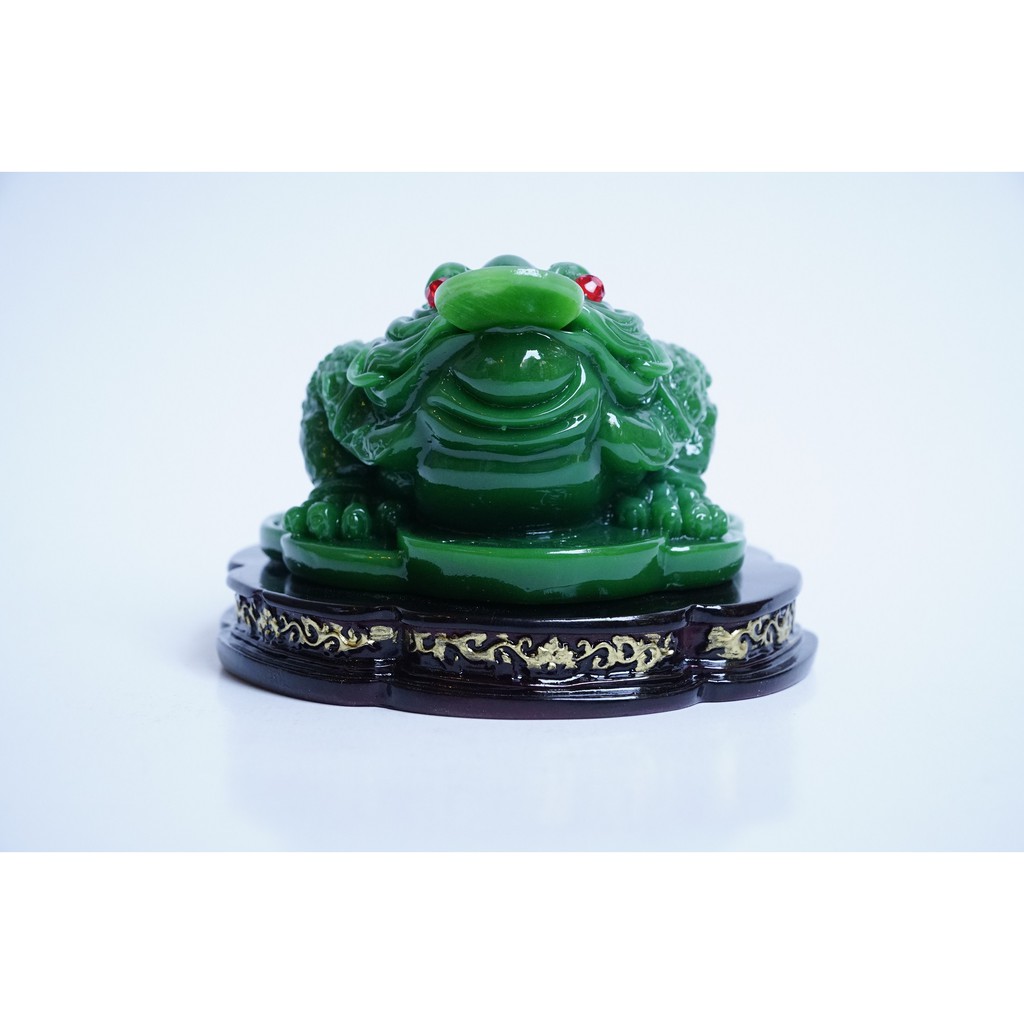 Tượng Cóc Thiềm Thừ ngọc xanh phong thủy ngầm tiền 12cm | BigBuy360 - bigbuy360.vn