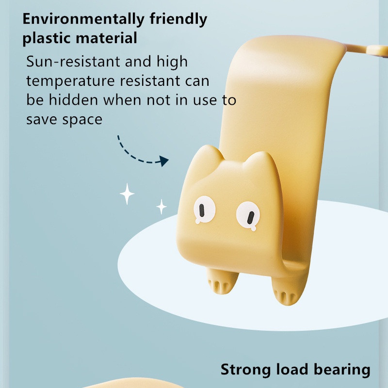Set 2 Móc Treo Đồ Chịu Lực Tốt Hình Mèo Hoạt Hình Sáng Tạo Đa Năng Gắn Sau Ghế Xe Hơi