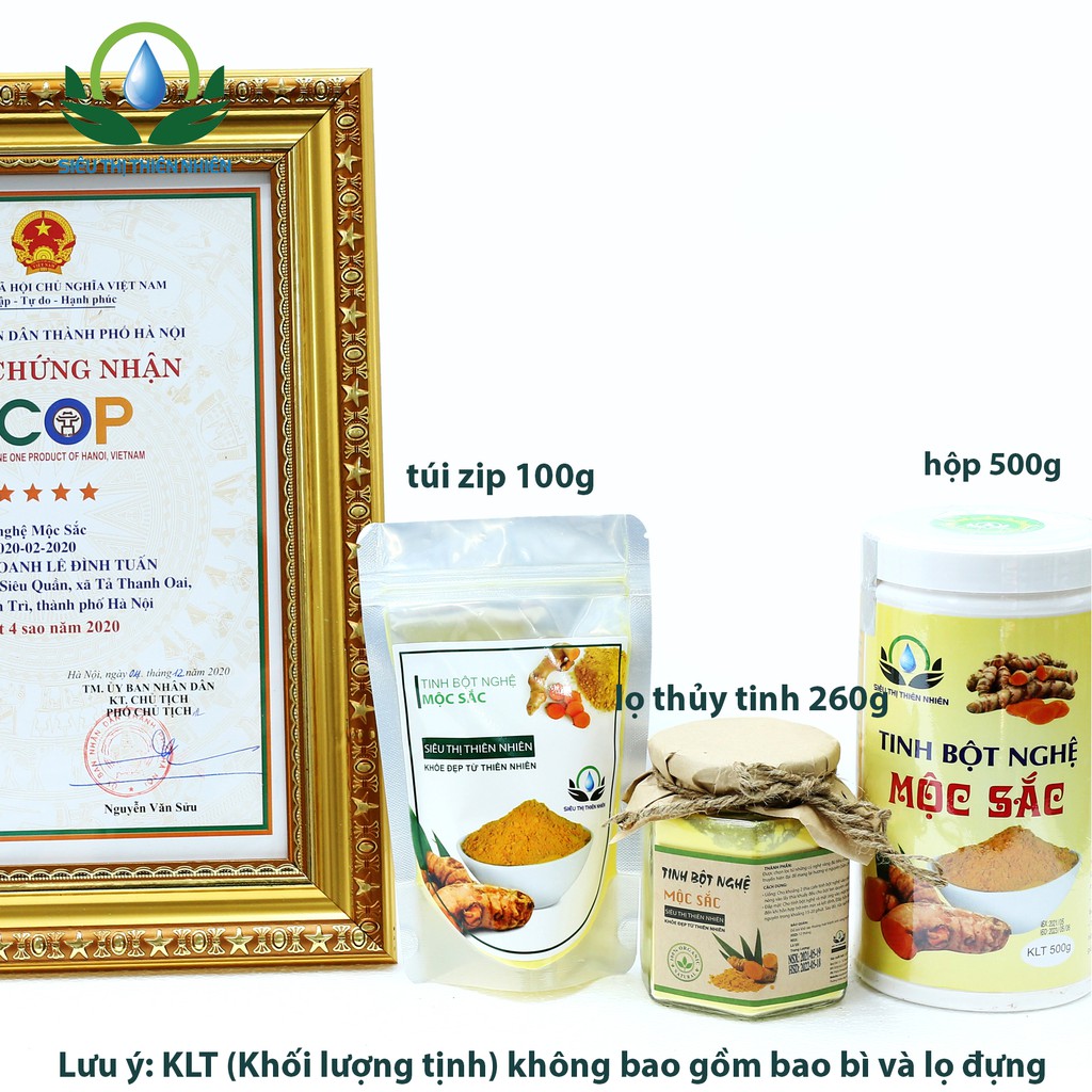 Tinh bột nghệ vàng nguyên chất Mộc Sắc cao cấp hộp 500g dùng để uống, làm mặt nạ đắp mặt